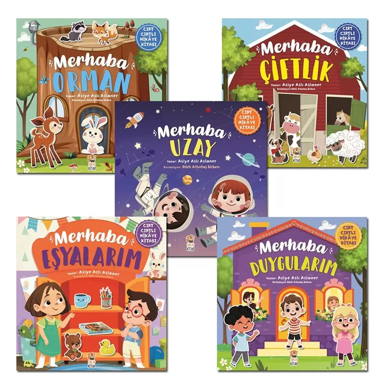 (5 Cırt Cırtlı Kitap) - Merhaba Uzay - Çiftlik - Orman - Eşyalarım - Duygularım