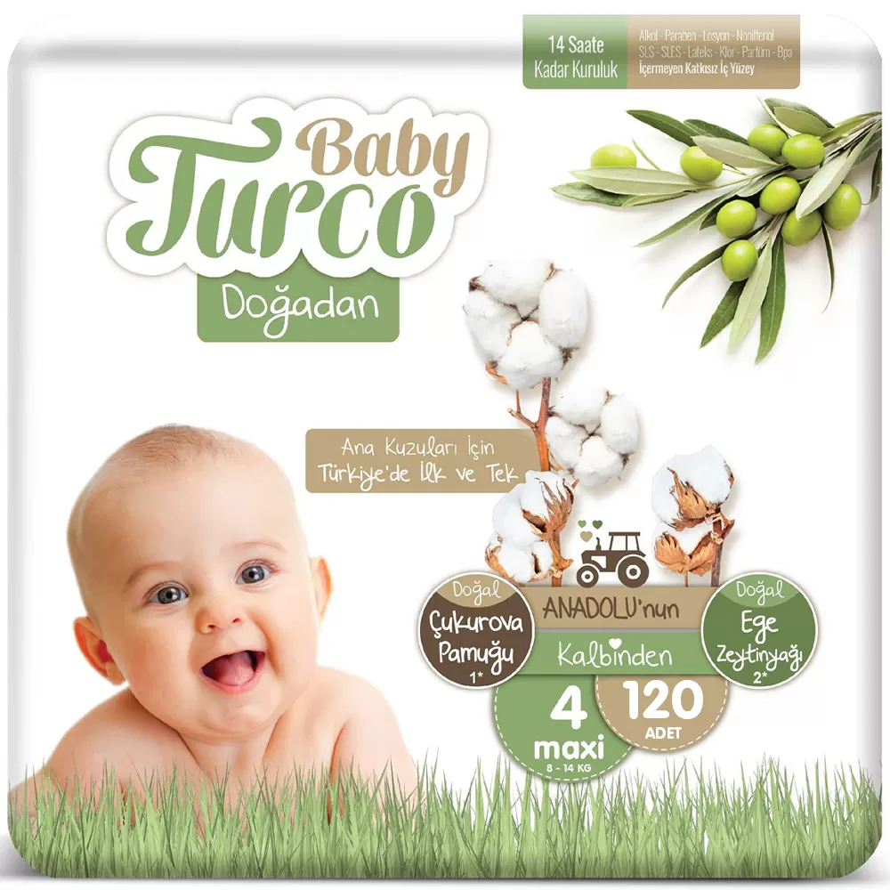 Baby Turco Doğadan 4 Numara Maxi 8-14 Kg 30x4 120 Adet