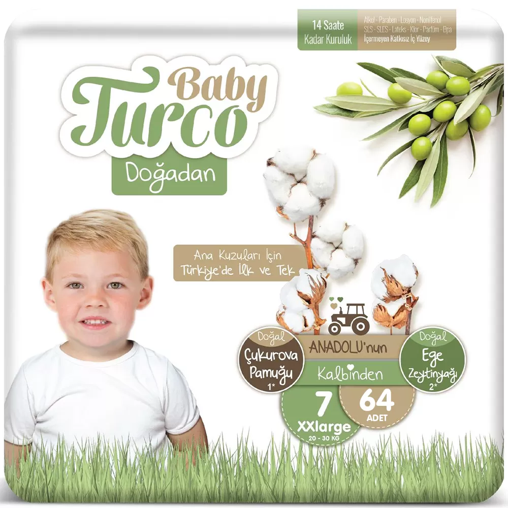 Baby Turco Doğadan 7 Numara Xxlarge 20-30 Kg 16x4 64 Adet