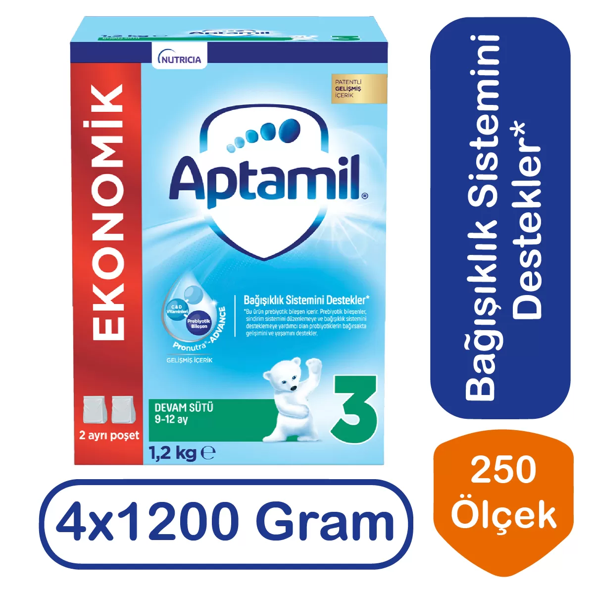 Aptamil Devam Sütü 3 Numara 1200 gr 4 lü Paket