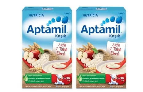 Aptamil Sütlü 7 Tahıllı Elmalı Kaşık Maması 250 gr. (2 Adet)
