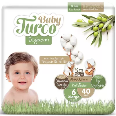 Baby Turco Bebek Bezi 6 Numara Xlarge 16+ Kg 40 Adet