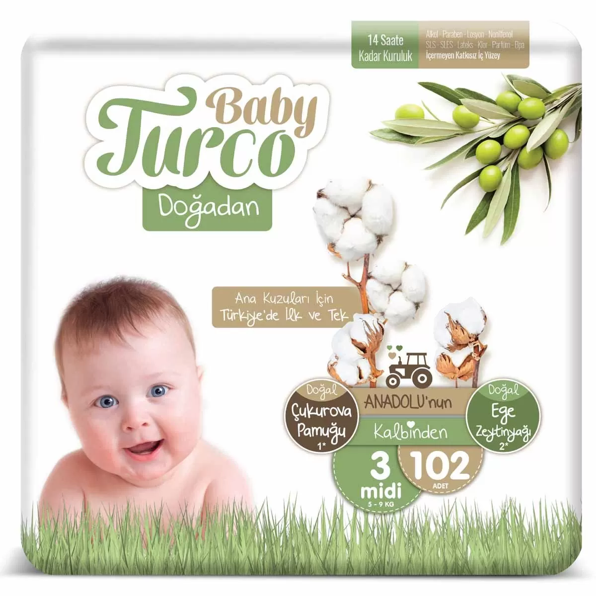 Baby Turco Doğadan 3 Numara Midi 5-9 Kg 34x3 102 Adet