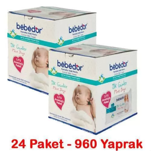 Bebedor Yenidoğan Pamuk Islak Havlu İlk Günler (24*40) 960 Yaprak
