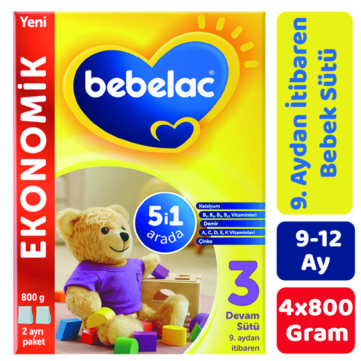 Bebelac 3 Devam Sütü 800 gr 4'lü Paket