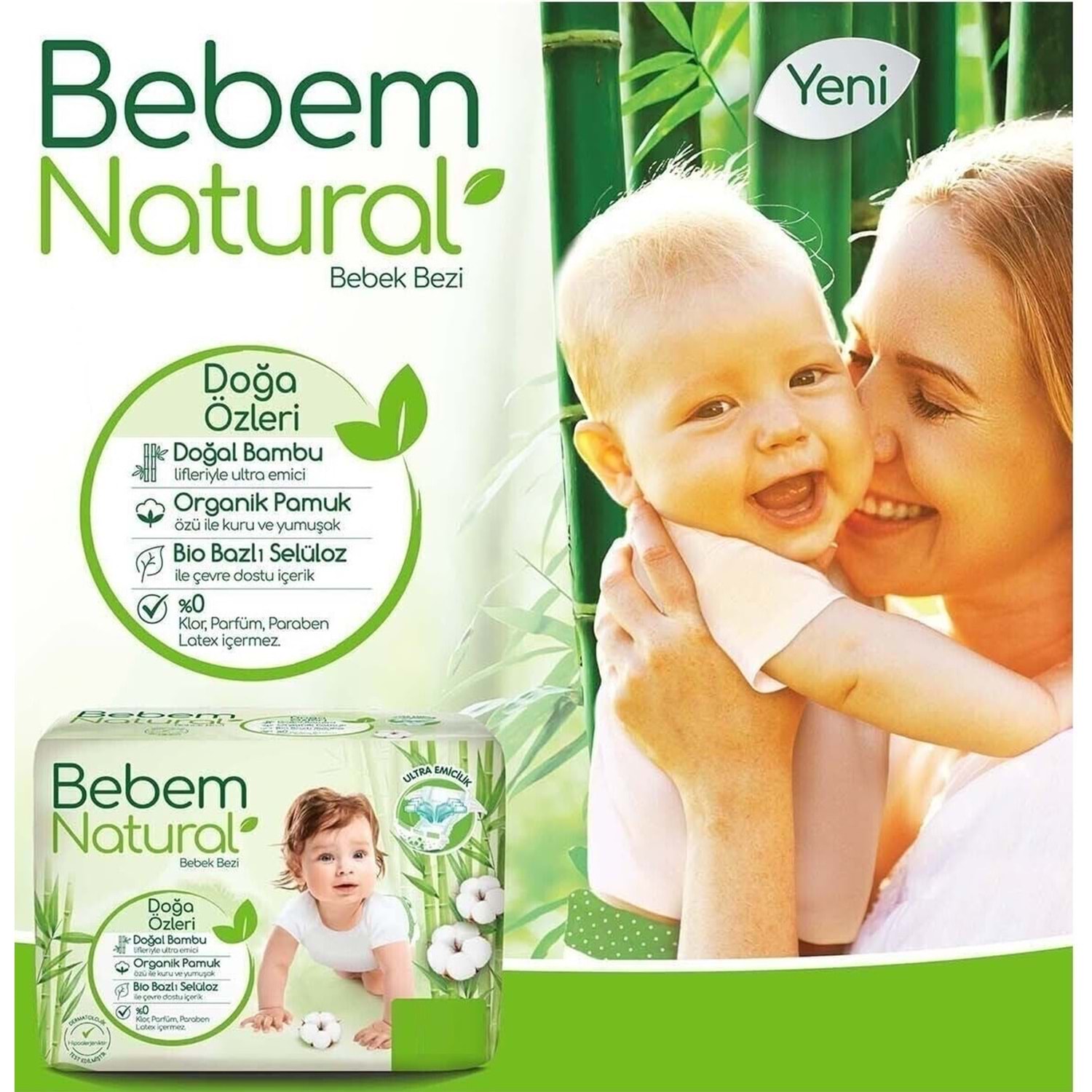 Bebem Natural Bebek Bezi Ultra Fırsat Paketi 4 Beden 104x3 312 Adet