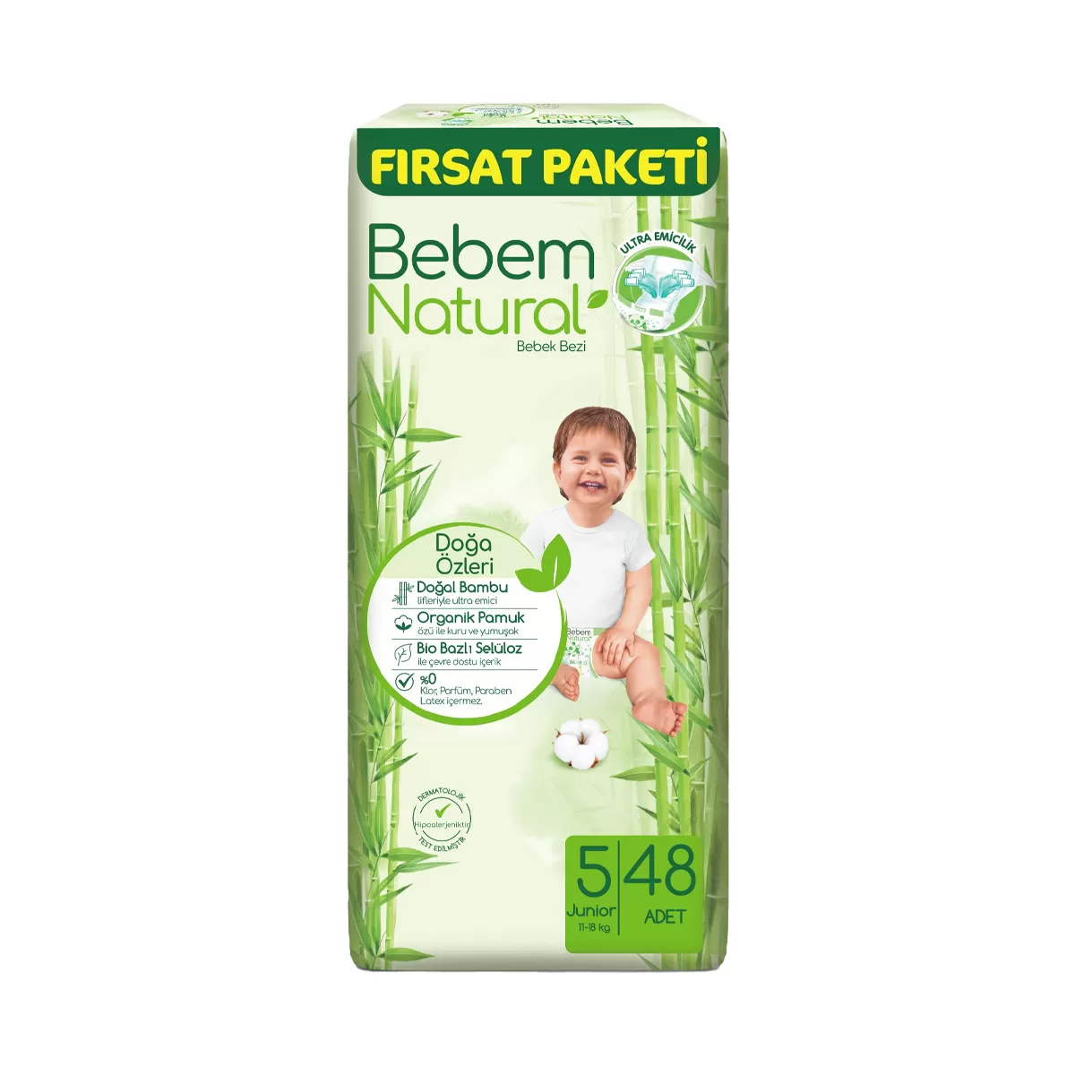 Bebem Natural Bebek Bezi Fırsat Paketi 5 Beden 48x2 96 Adet