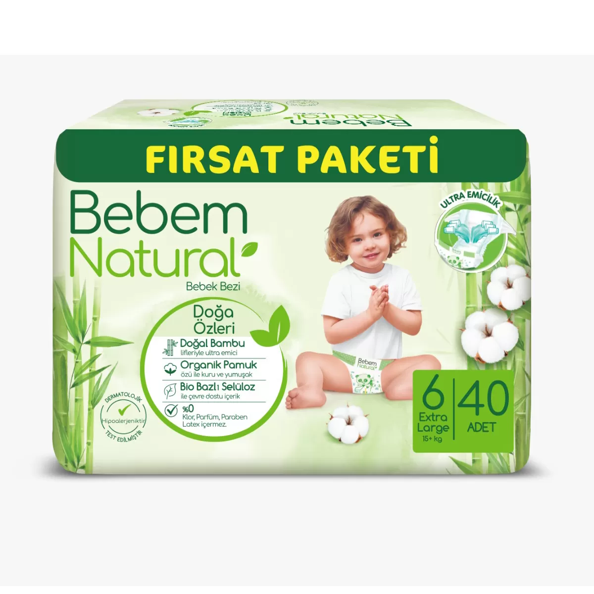 Bebem Natural Bebek Bezi Fırsat Paketi 6 Beden 40 Adet