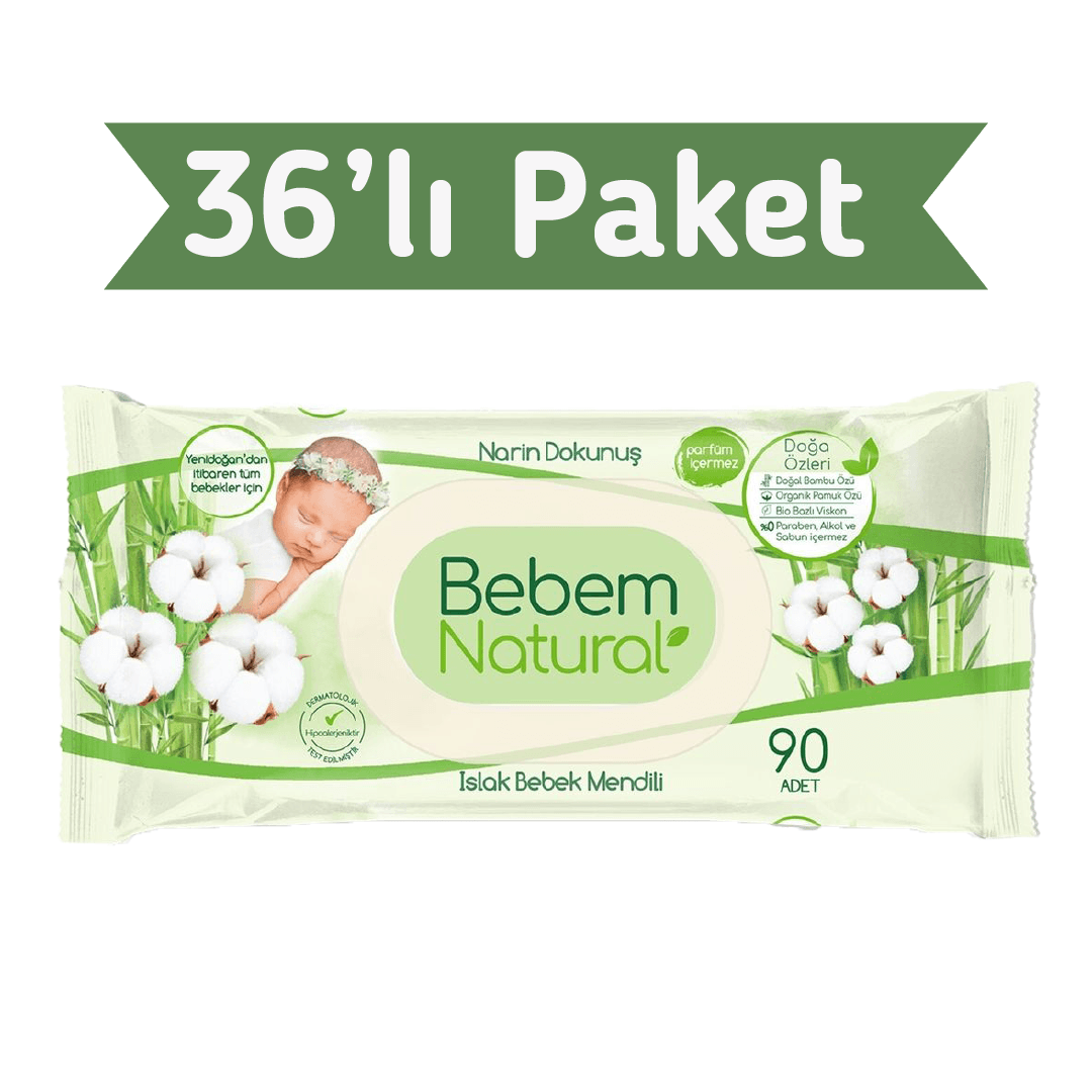 Bebem Natural Islak Havlu Mendil 90x36 3240 Yaprak