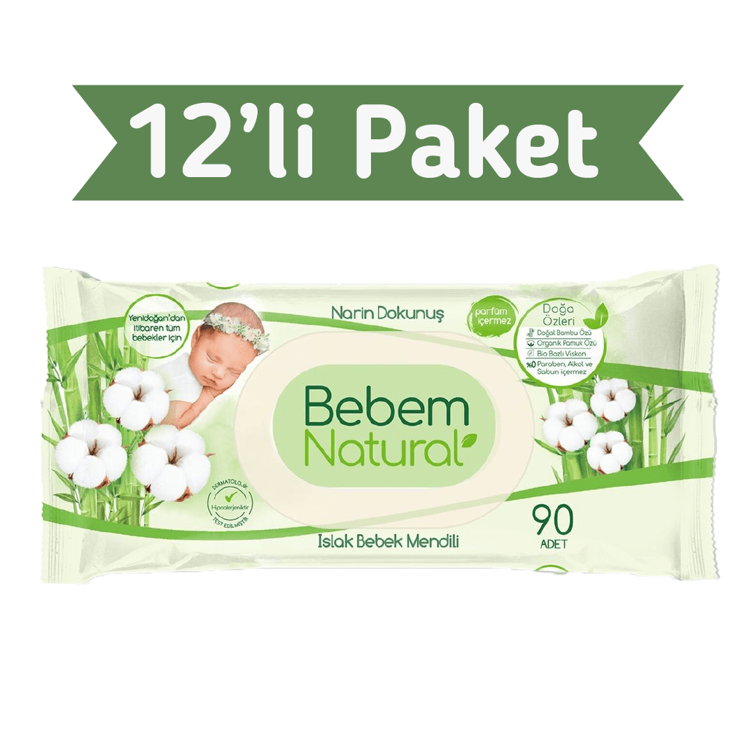 Bebem Natural Islak Havlu Mendil 90x12 1080 Yaprak