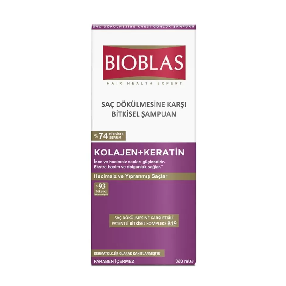 Bioblas Kolajen Keratin Saç Dökülmesine Karşı Bitkisel Şampuan 360x3 1080 ml