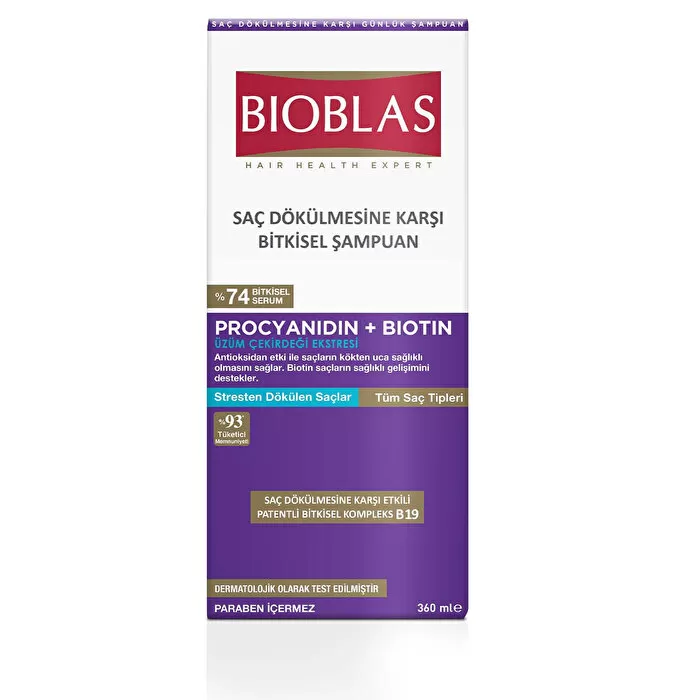 Bioblas Procyanıdın Biotin Saç Dökülmesine Karşı Anti Stress Şampuan 360x2 720 ml