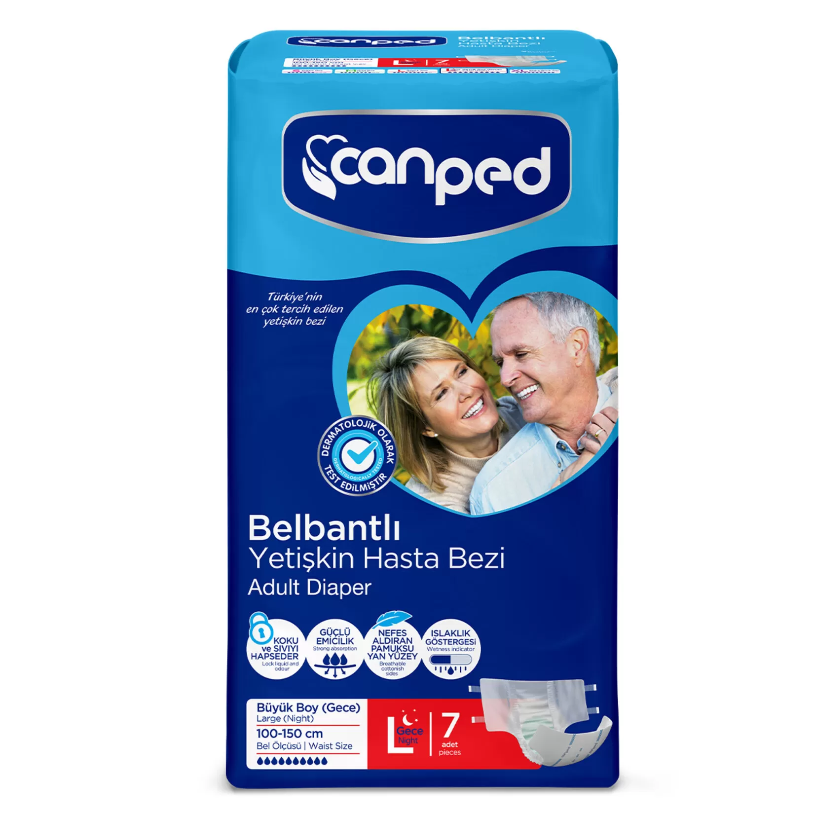 Canped Belbantlı Yetişkin Hasta Bezi Gece 7 Adet Canped Belbantlı Yetişkin Hasta Bezi Gece 7 Adet
