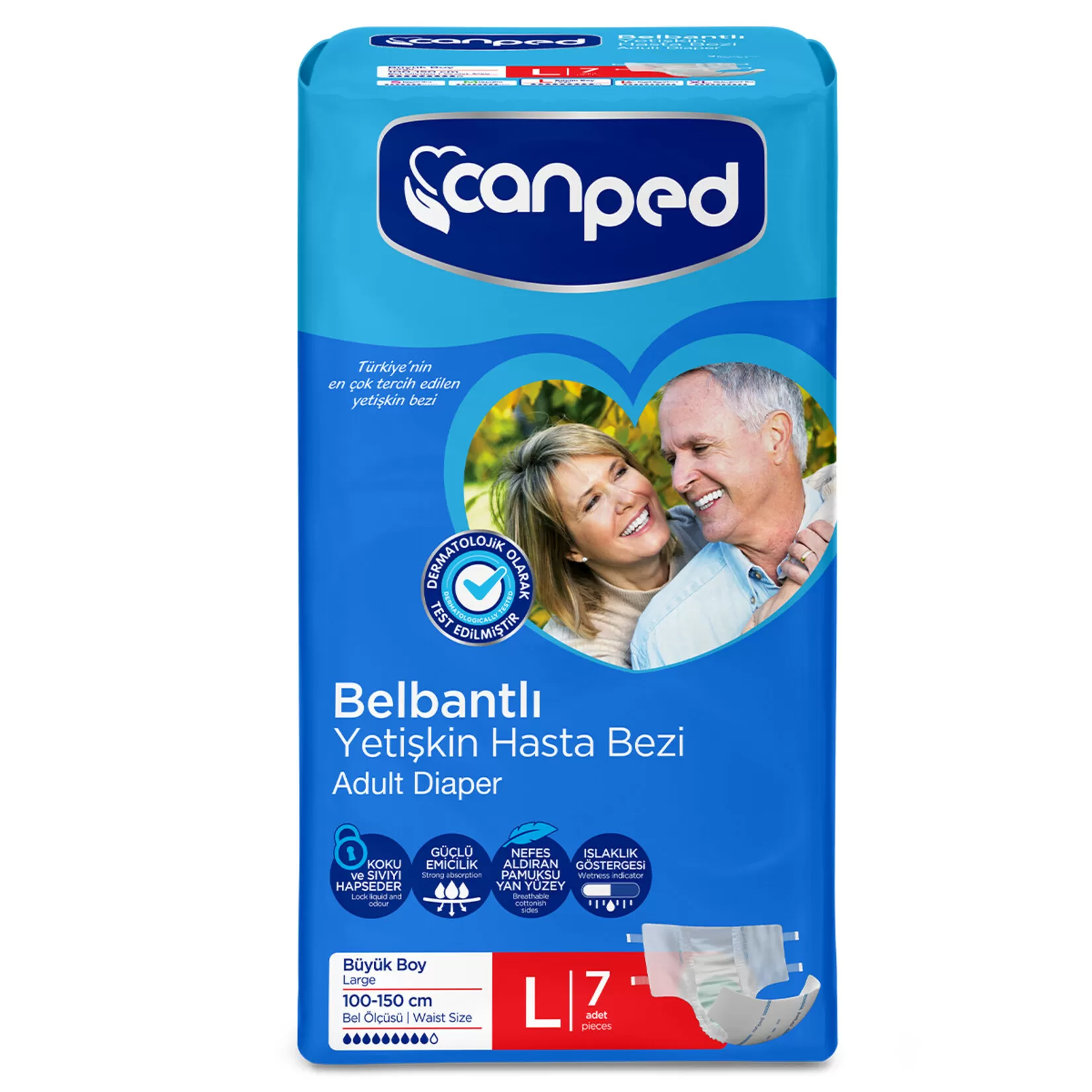 Canped Belbantlı Yetişkin Hasta Bezi L Beden 21 Adet Canped Belbantlı Yetişkin Hasta Bezi L Beden 21 Adet