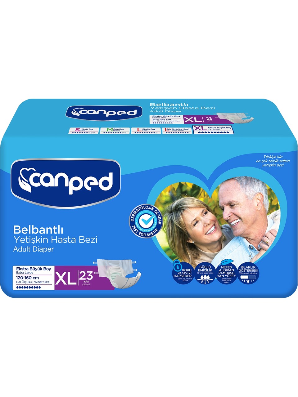 Canped Belbantlı Yetişkin Hasta Bezi Extra Büyük Boy Xl Beden 23x5 115 Adet