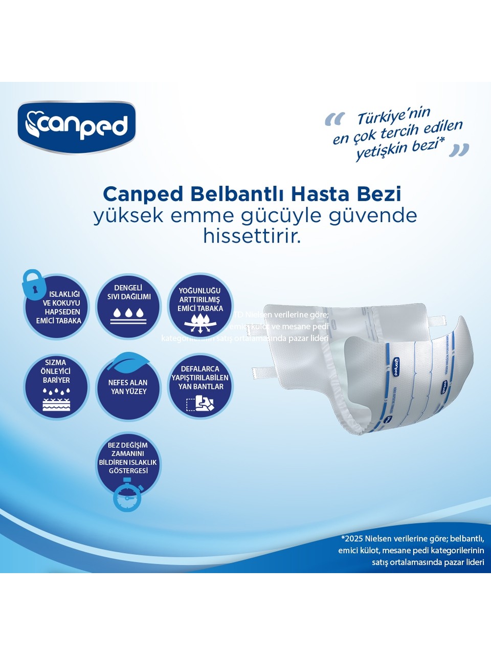 Canped Belbantlı Yetişkin Hasta Bezi Orta Boy M Beden 23 Adet