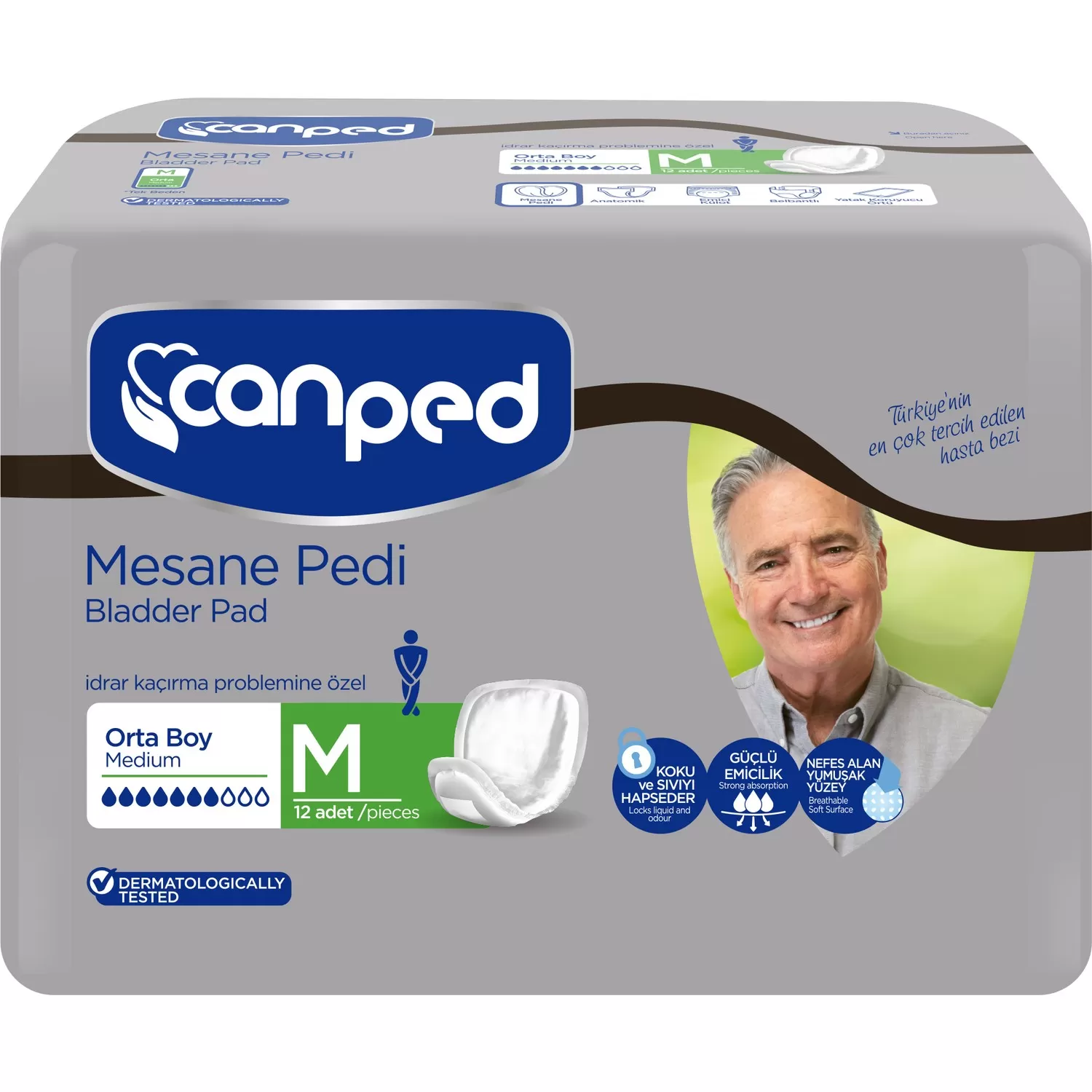 Canped Hasta Bezi Mesane Pedi M Beden Orta Erkek 12x4 48 Adet