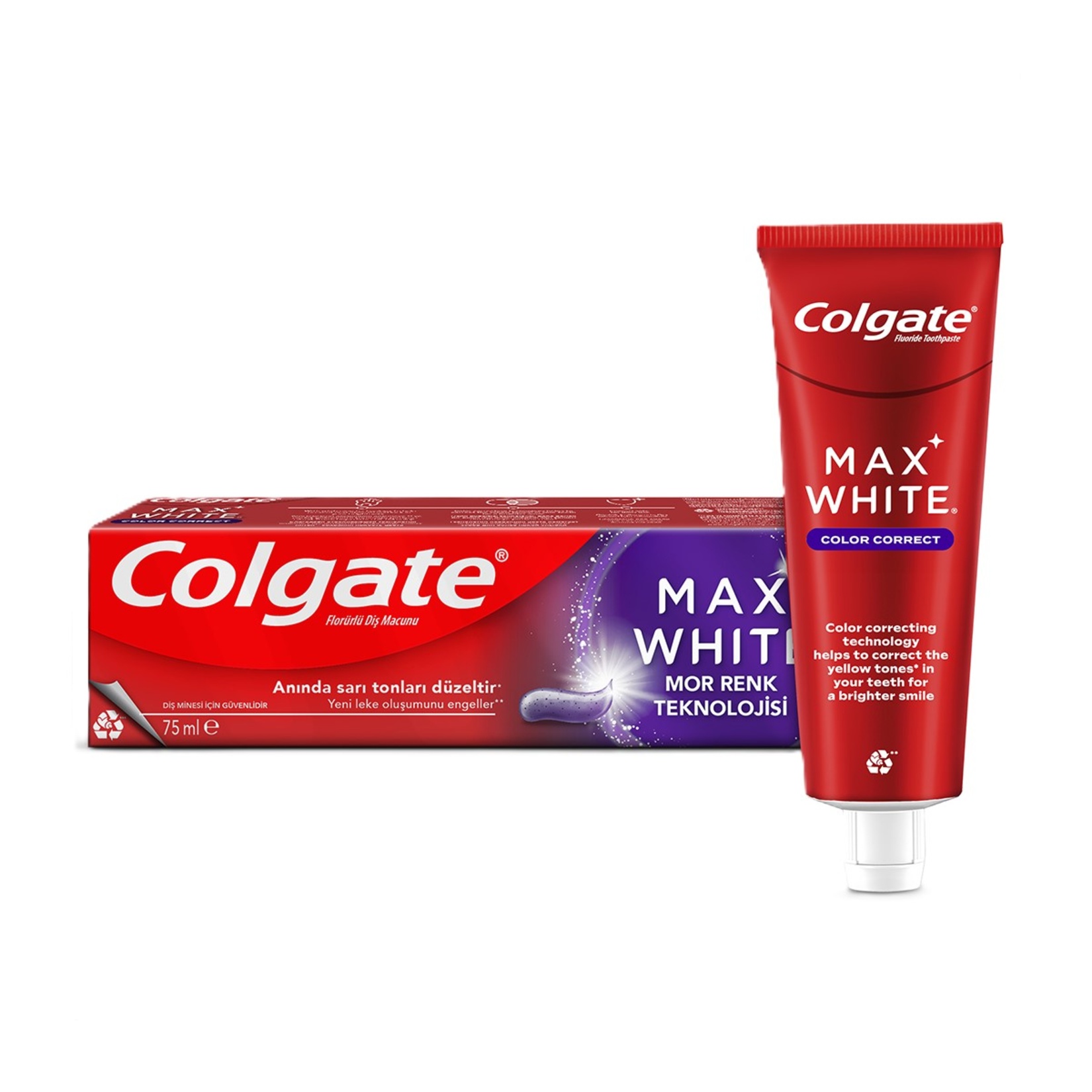 Colgate Max White Purple Reveal Diş Macunu Anında Beyazlık Etkisi 75 ml 3 Adet