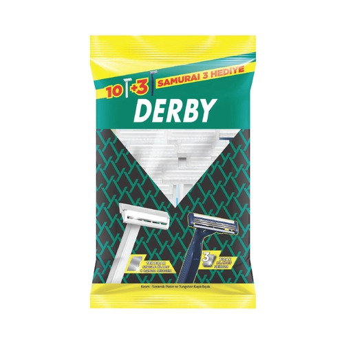 Derby Tek Bıçaklı + Samurai Tıraş Bıçağı 10+3 Adet 6 Paket
