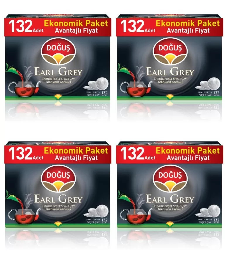Doğuş Earl Grey Bergamot Aromalı Demlik Poşet Çay 132'li 4 Paket