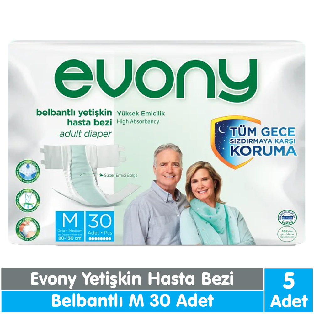 Evony Belbantlı Yetişkin Hasta Bezi M Beden 30x5 150 Adet