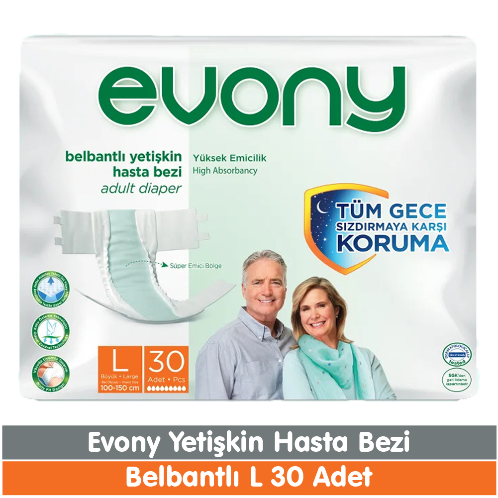 Evony Belbantlı Yetişkin Hasta Bezi L Beden 30 Adet