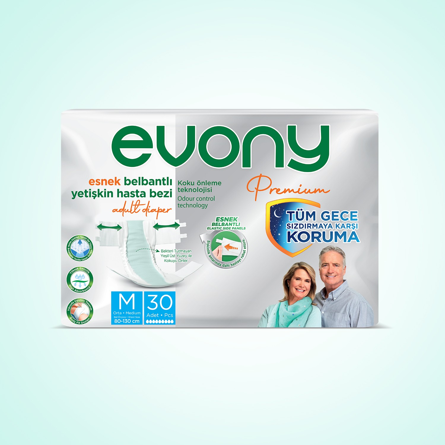 Evony Premium Hasta Bezi M beden 30x6 180 Adet