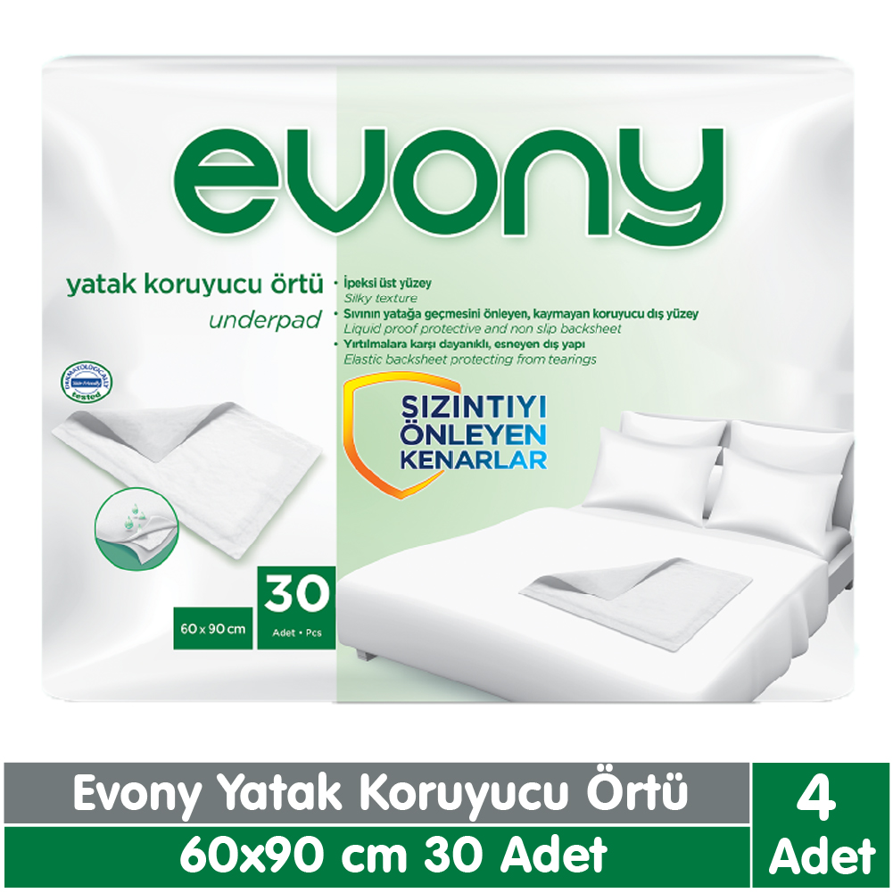 Evony Yatak Koruyucu Örtü 60x90 cm 4x30 120 Adet