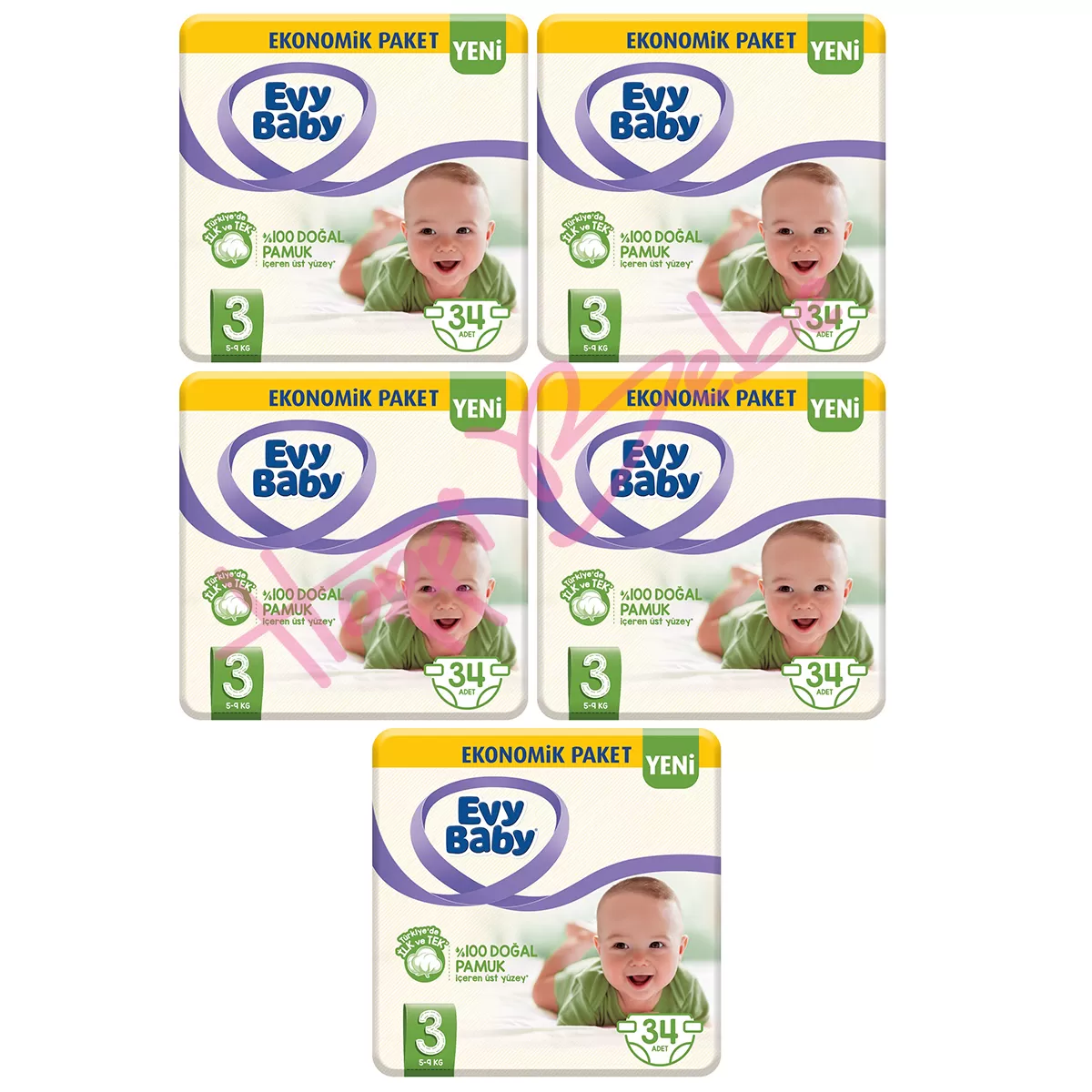 Evy Baby Bebek Bezi 3 Beden Midi 34*5 170 Adet