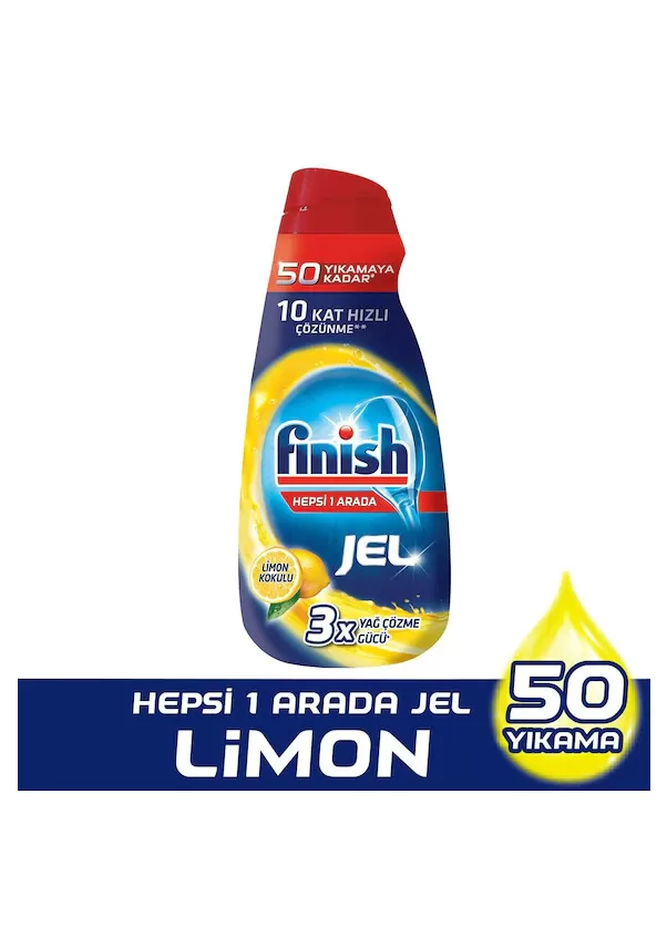 Finish Hepsi Bir Arada Limonlu Bulaşık Jel Deterjanı 1000x4 4000 ml