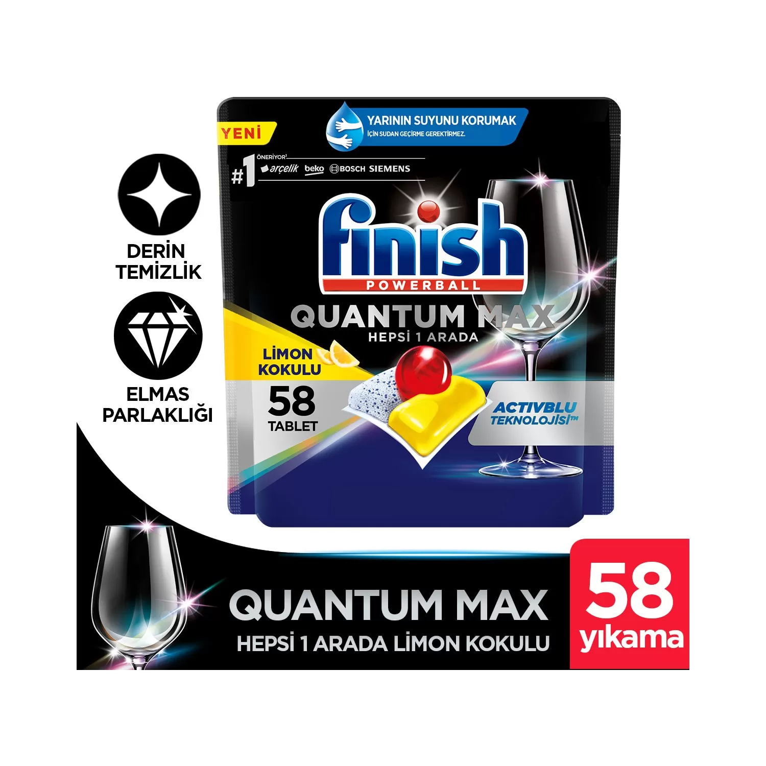 Finish Quantum Max Limonlu 116 Tablet Bulaşık Makinesi Deterjanı
