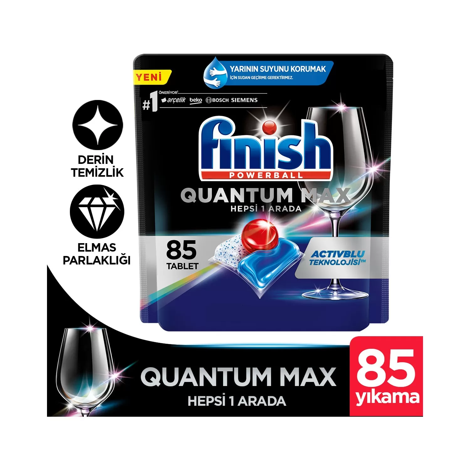 Finish Quantum Max Tablet 85x4 340 Kapsül Bulaşık Makinesi Deterjanı