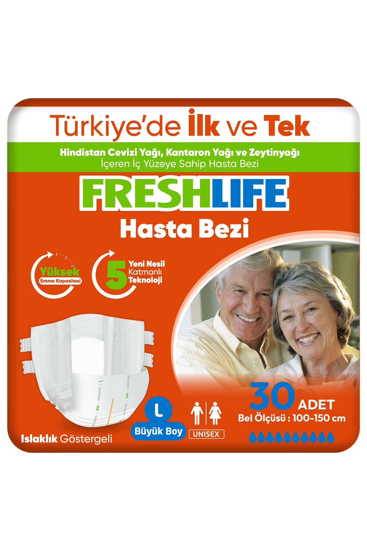 Freshlife Yetişkin Hasta Bezi L Beden 30 Adet