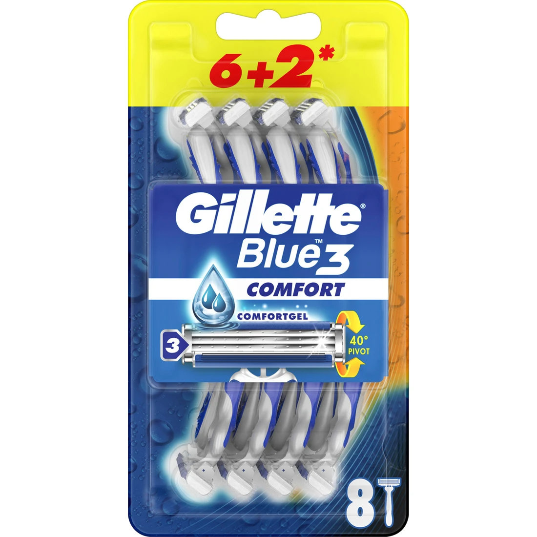 Gillette Blue3 Comfort 6+2'li Kullan At Tıraş Bıçağı 6 Adet