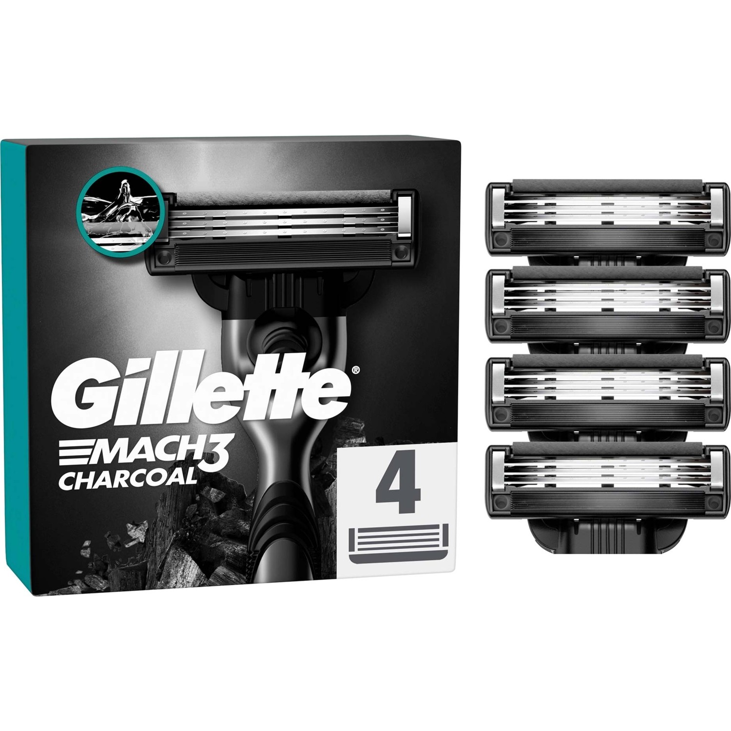 Gillette Mach3 Charcoal Yedek Tıraş Bıçağı 4'lü
