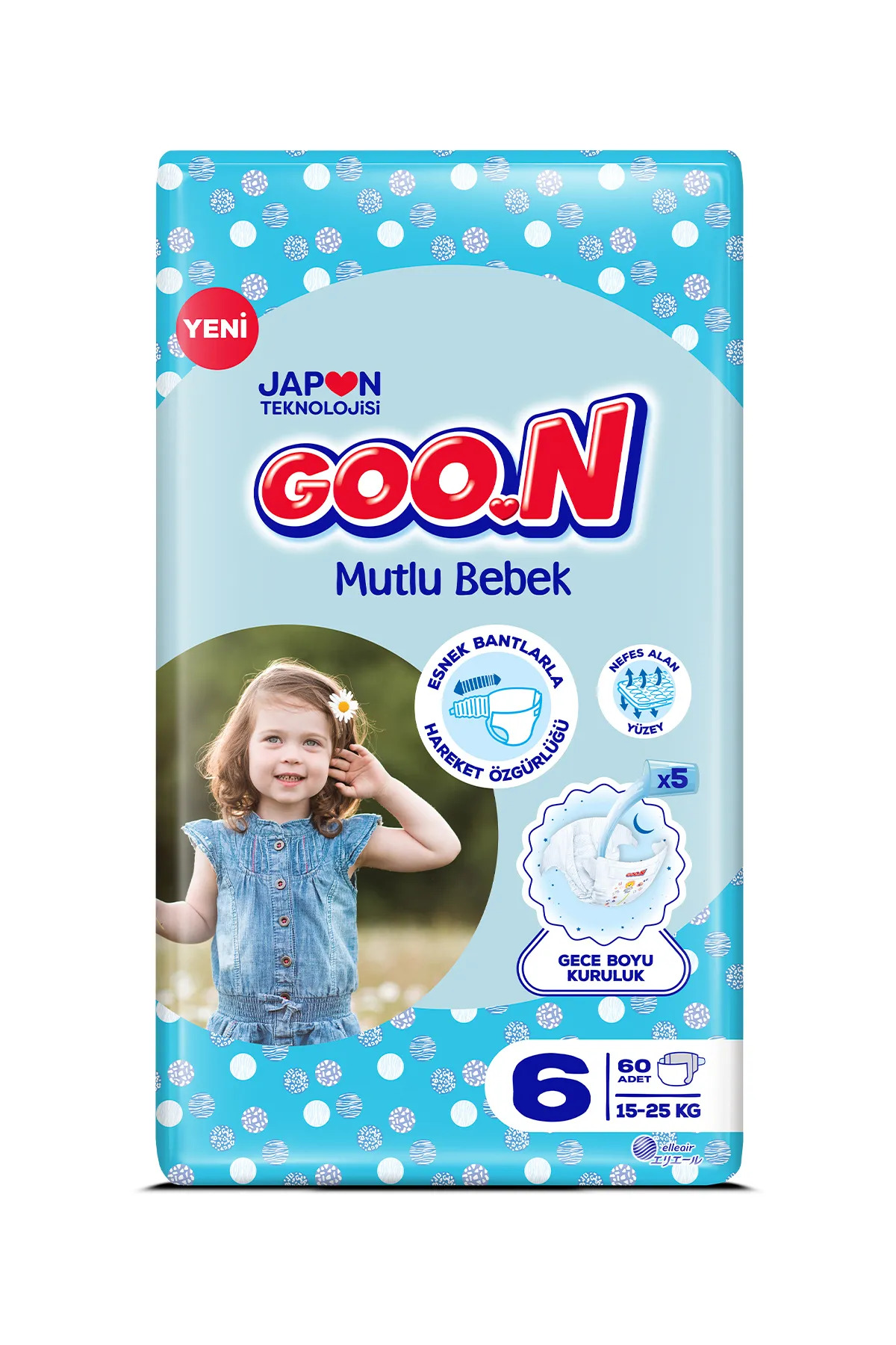 Goon Mutlu Bebek Fırsat Paketi Bebek Bezi 6 Beden 60x3 180 Adet