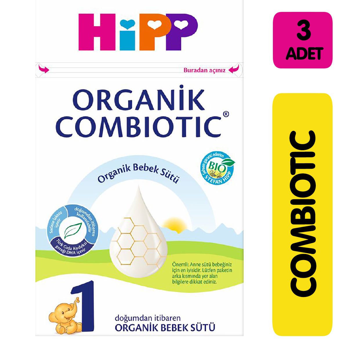 Hipp Organic Combiotic Bebek Sütü 1 Numara 800 gr 3 lü Paket