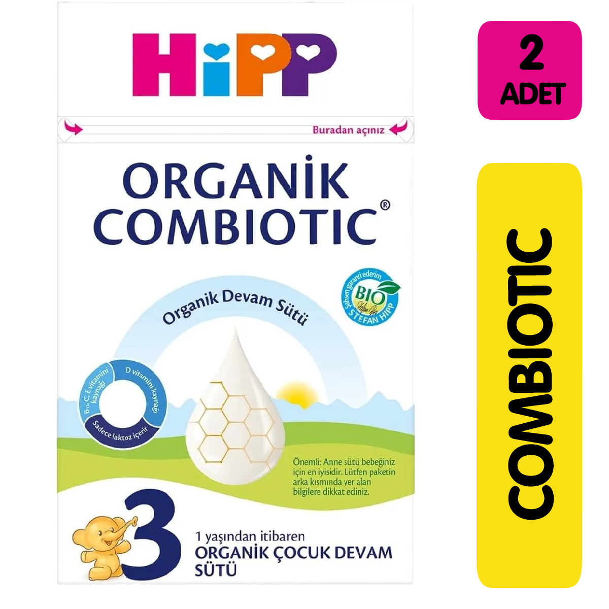 Hipp Organic Combiotic Devam Sütü 3 Numara 800 gr 2 li Paket