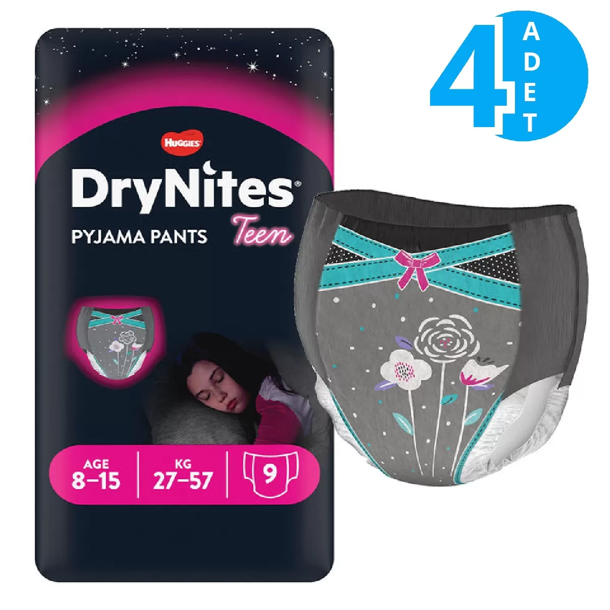 Huggies Drynites Kız 8-15 Yaş 27-57 Kg  36 Adet  Emici Gece Külodu