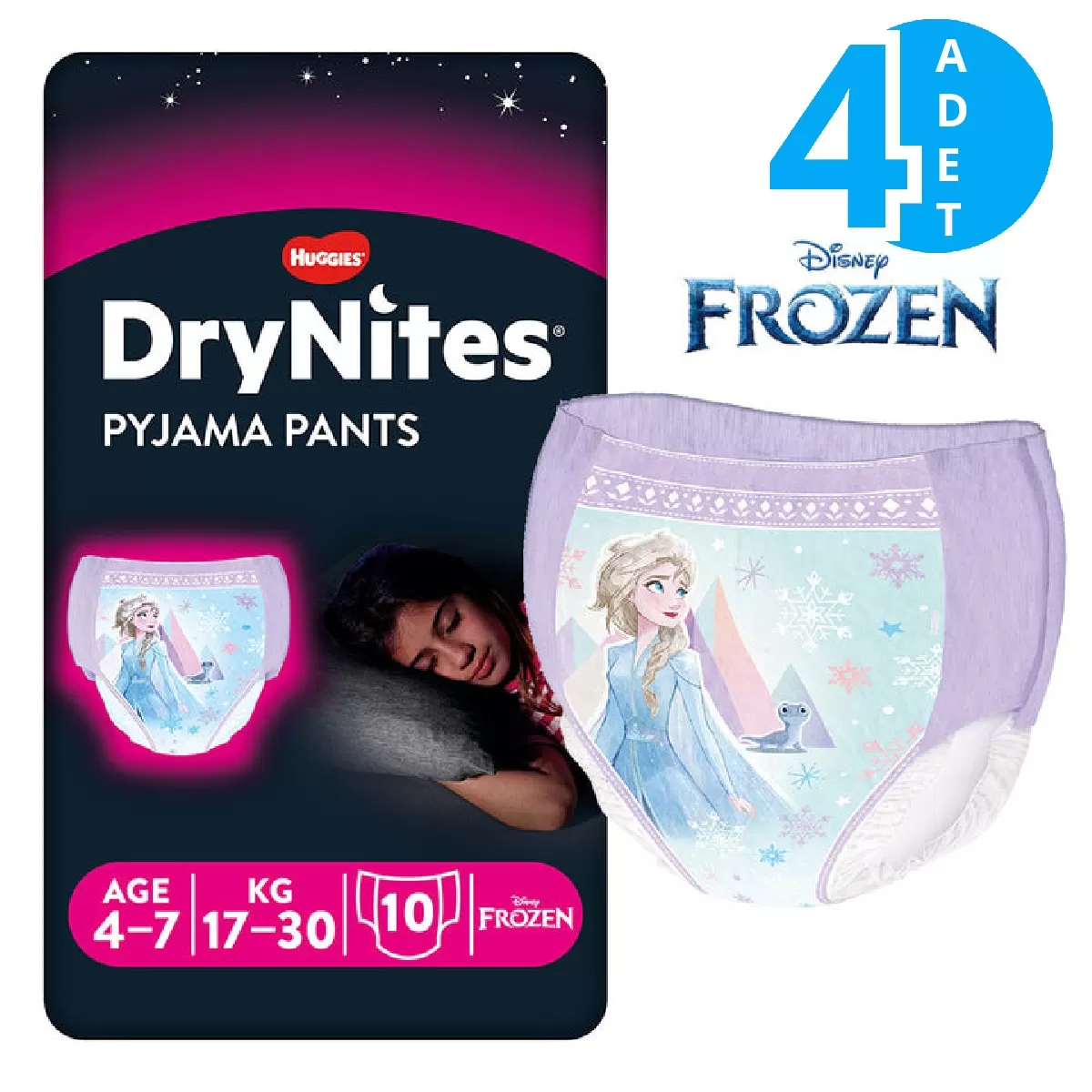 Huggies Drynites Kız 4-7 Yaş 17-30 Kg 40 Adet Emici Gece Külodu