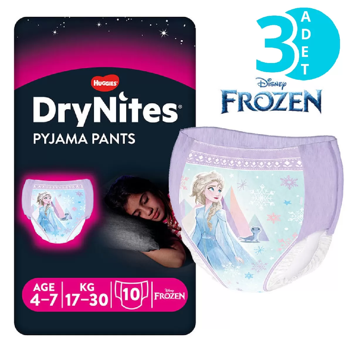 Huggies Drynites Kız 4-7 Yaş 17-30 Kg 30 Adet Emici Gece Külodu