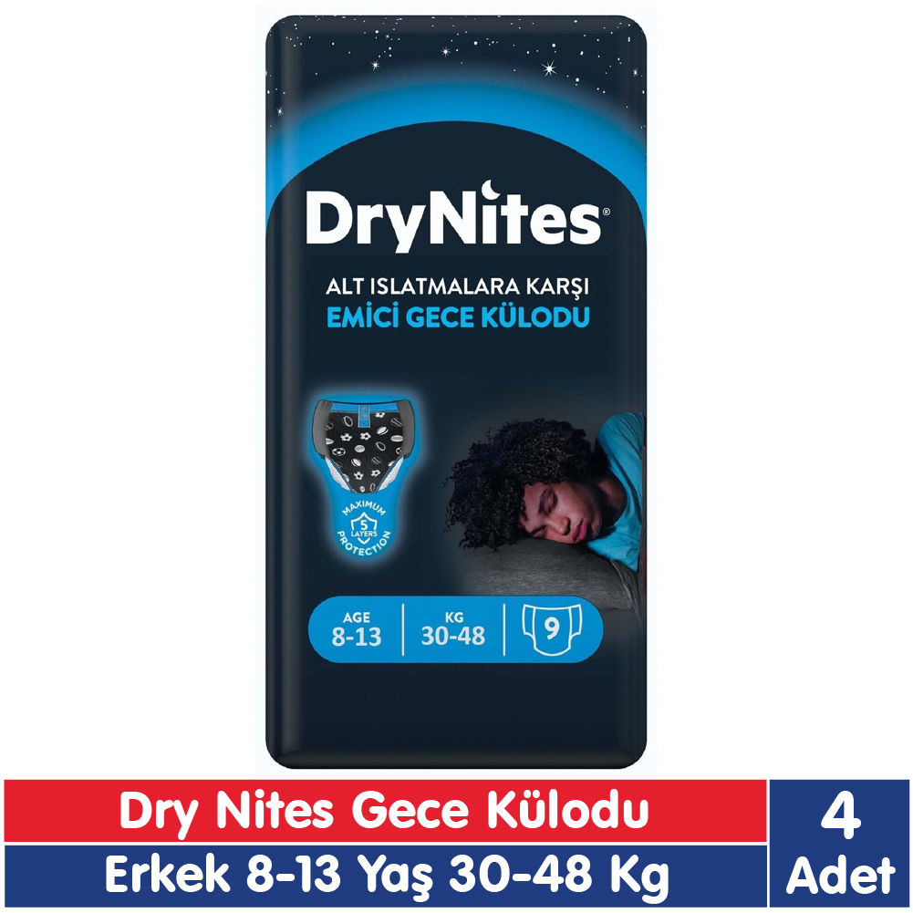 Huggies Drynites Erkek 8-13 Yaş Emici Gece Külodu 30-48 Kg 9x4 36 Adet