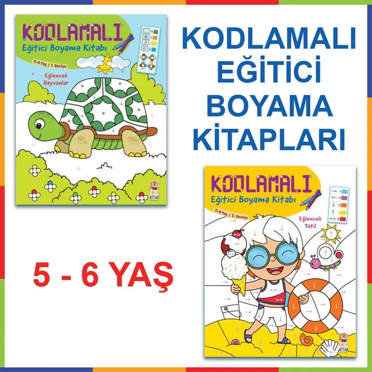 Kodlamalı Eğitici Boyama Kitapları 5-6 Yaş