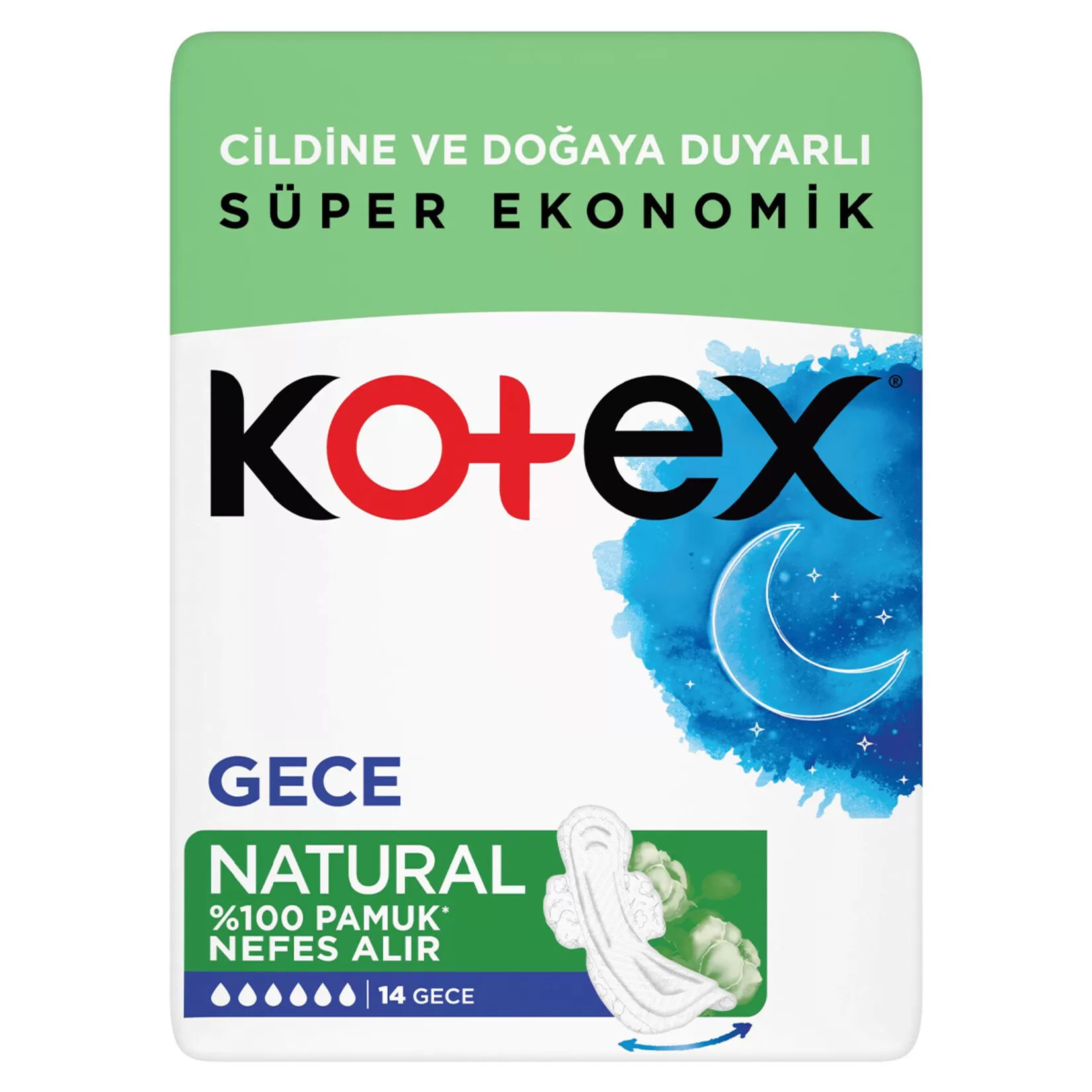 Kotex Natural Ped Gece 14 Adet