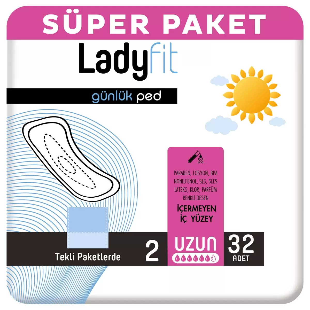 Ladyfit Günlük Ped Uzun 32x3 96 Adet