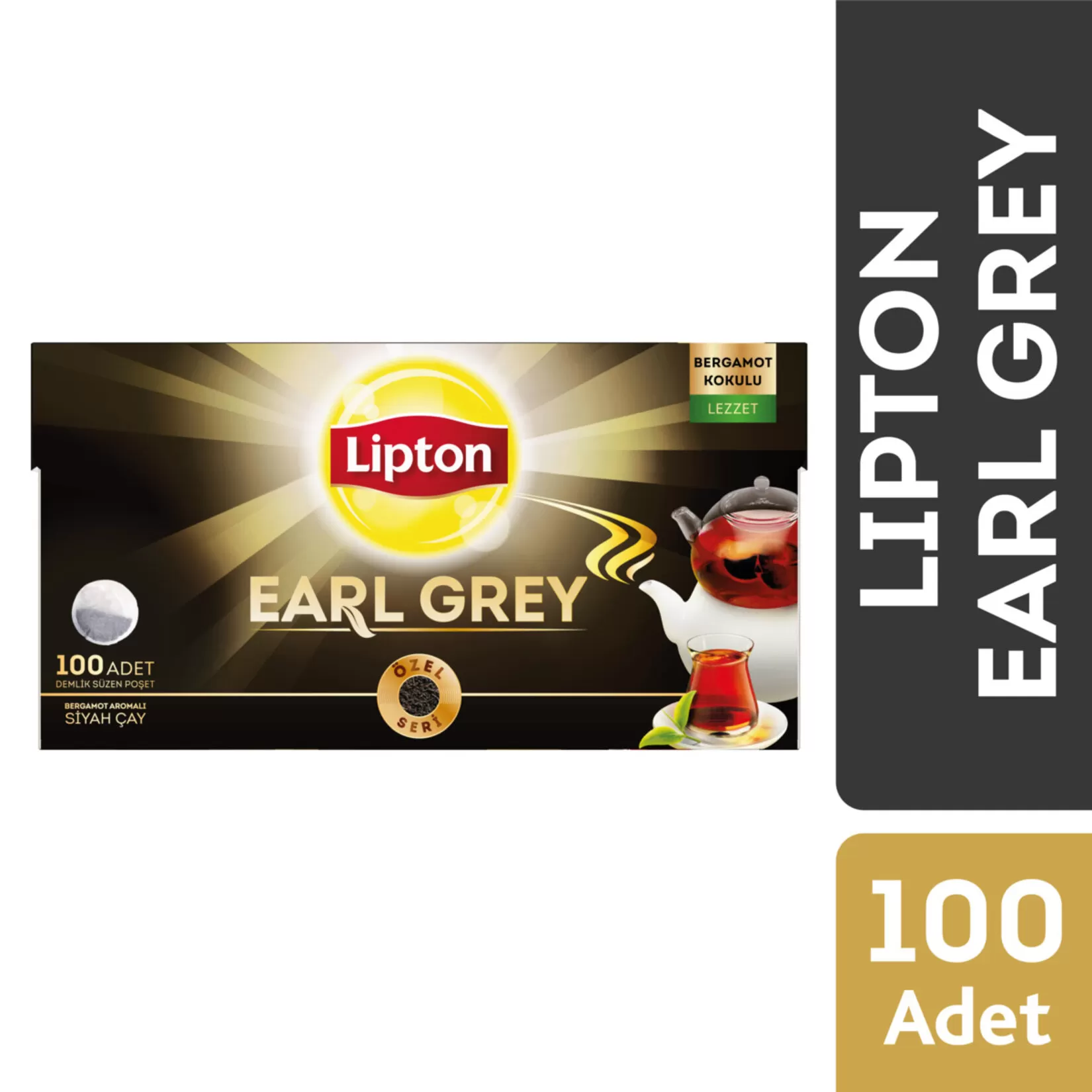 Lipton Earl Grey Bergamot Aromalı Demlik Poşet Çay 100'lü 2 Paket