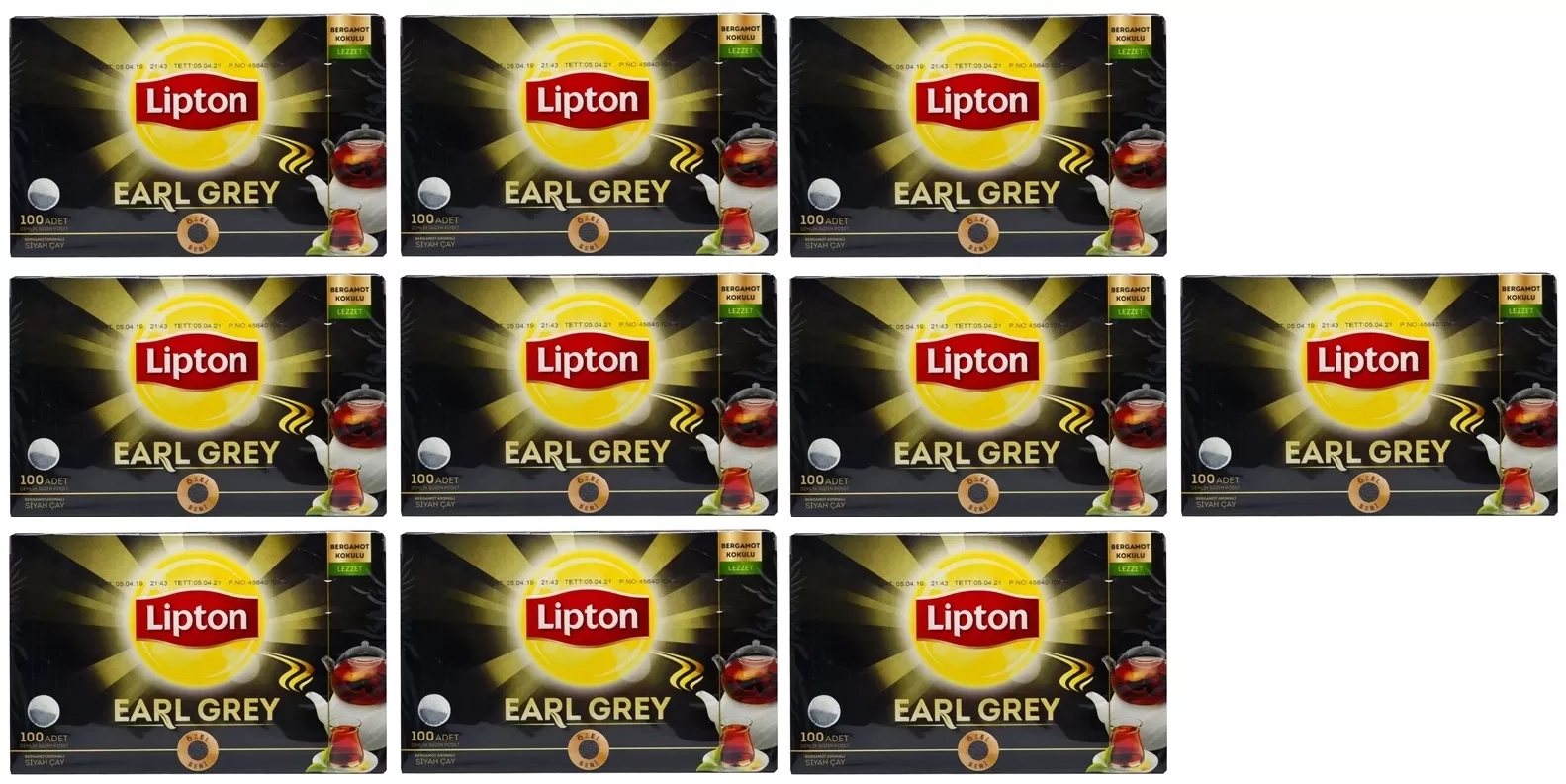 Lipton Earl Grey Bergamot Aromalı Demlik Poşet Çay 100'lü 10 Paket