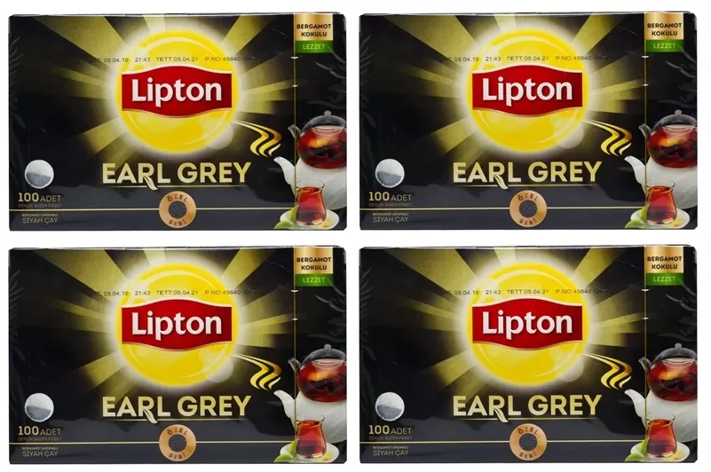 Lipton Earl Grey Bergamot Aromalı Demlik Poşet Çay 100'lü 4 Paket