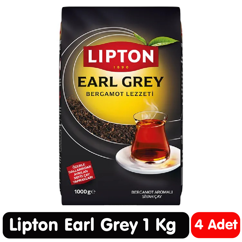 Lipton Earl Grey Bergamot Aromalı Siyah Çay 1 Kg 4 Adet