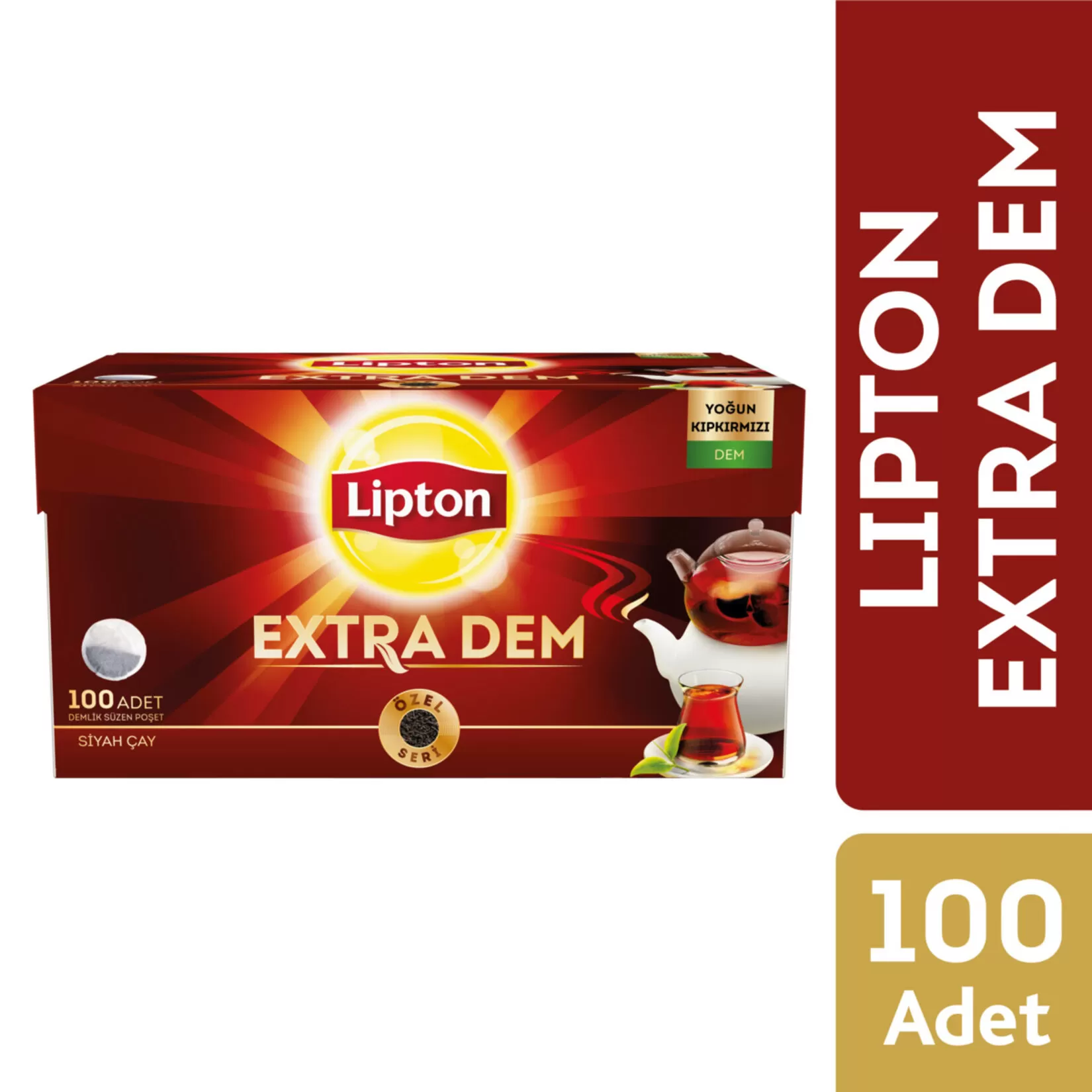 Lipton Extra Dem Demlik Poşet Siyah Çay 100'lü 8 Paket